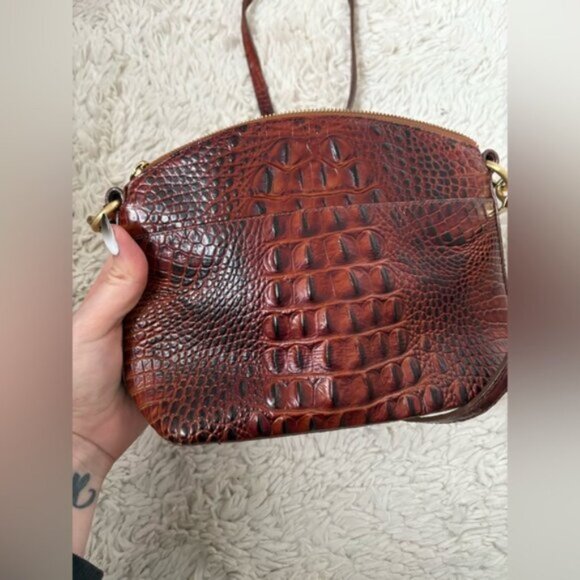BRAHMIN MINI DUXBURY CROSSBODY-Croc-Embossed Leather Crossbody Bag - Picture 3 of 9
